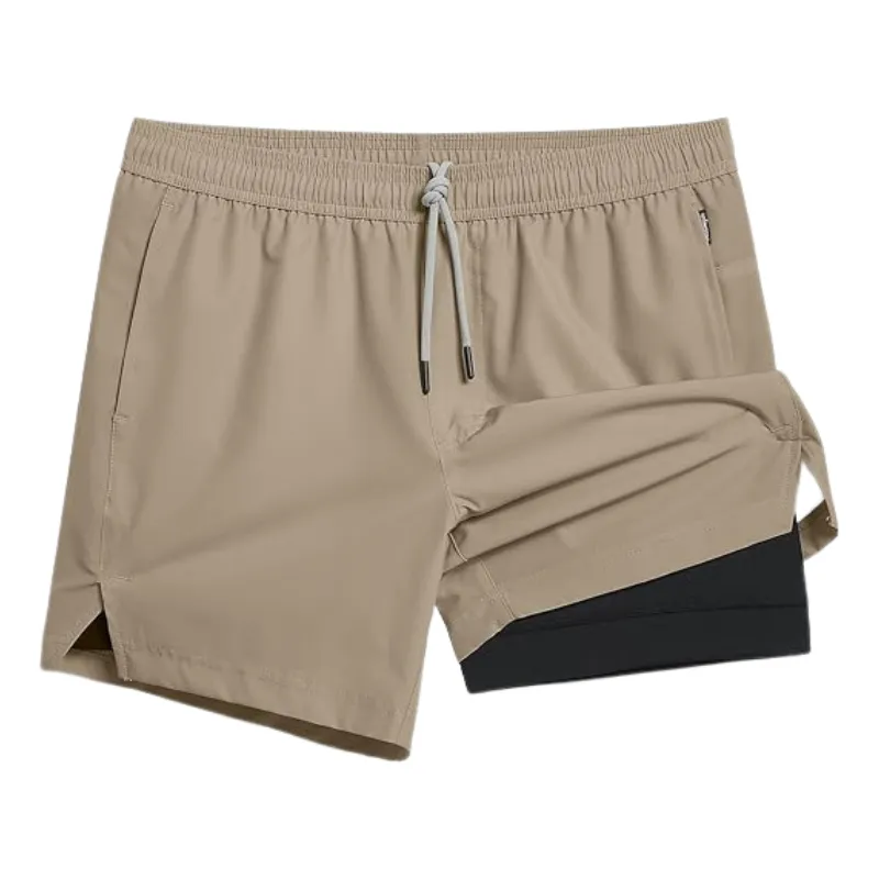 2 In 1 Quick Dry Athletic Shorts With Vibrant Inner Layer
