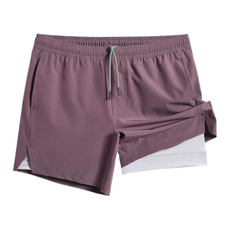 2 In 1 Quick Dry Athletic Shorts With Vibrant Inner Layer