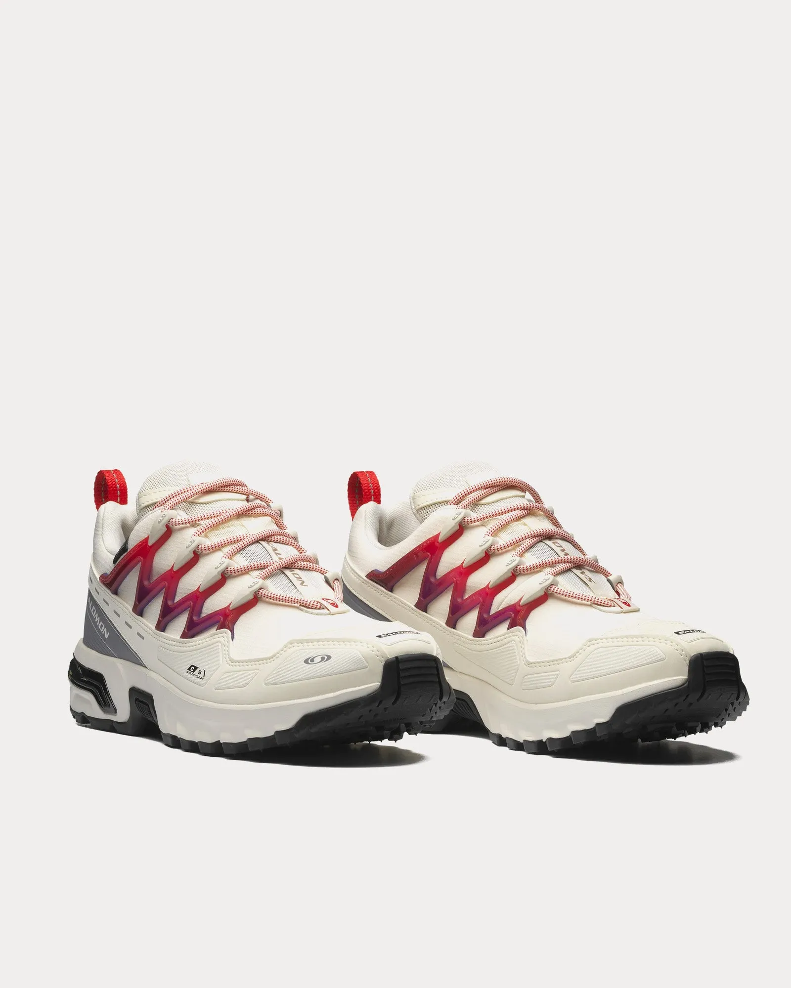 ACS   Climasalomon Vanilla Ice / Quicksilver / High Risk Red Low Top Sneakers