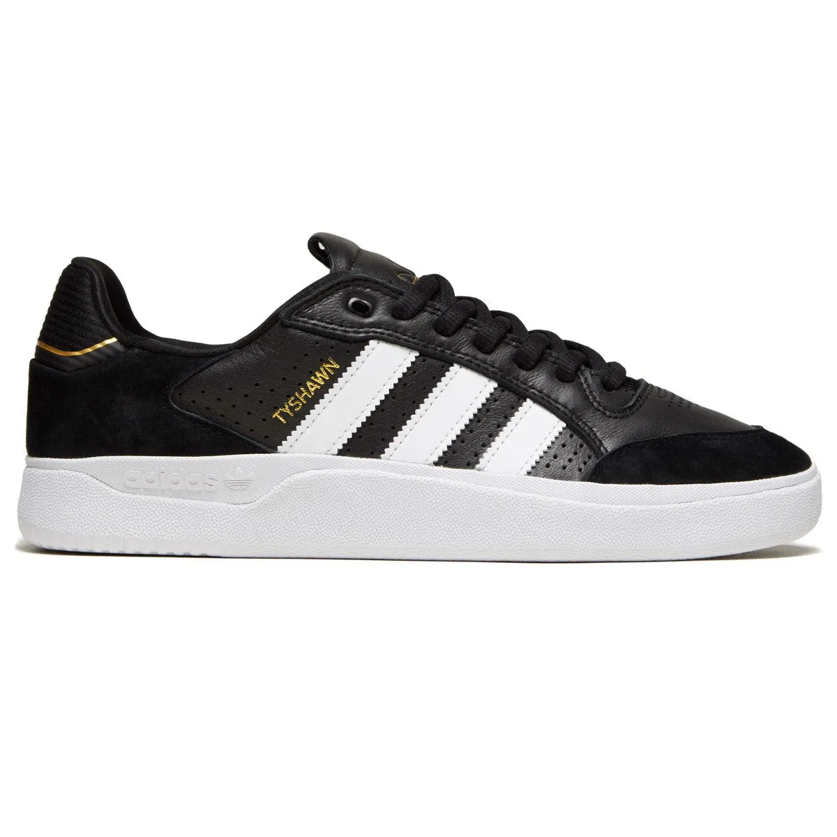 Adidas Tyshawn Low Skateboard Shoe - Core Black/White/Gold Metallic