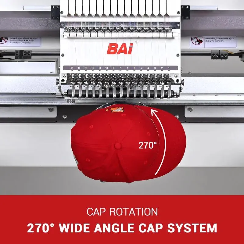 BAi VISION Two Head 15 Needle Commercial Embroidery Machine Deluxe Bundle