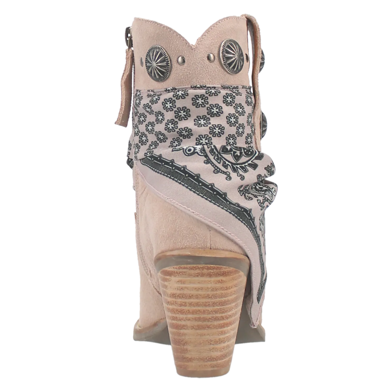Bandida Sand Suede Silver Concho Bandana Wrapped Booties (DS)