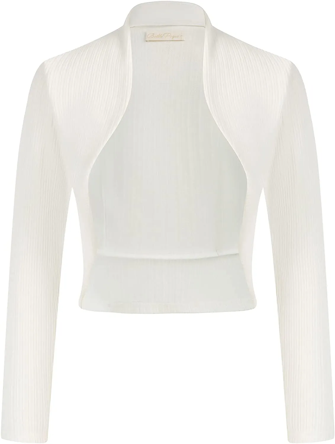 Belle Poque Women's Vintage Cropped Shrug Open Front Long Sleeve Ruffled Bolero Cardigan…