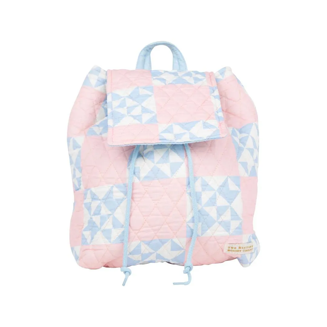 Bitty Backpack Cobble Court Quilt with Beale Street Blue & Palm Beach Pink