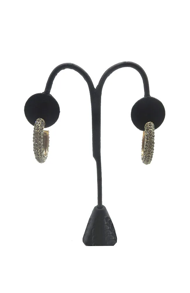 Black Diamond Gold Pave Hoops