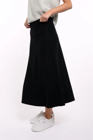 Black Ponte Stretch Midi Skirt By 365 Days