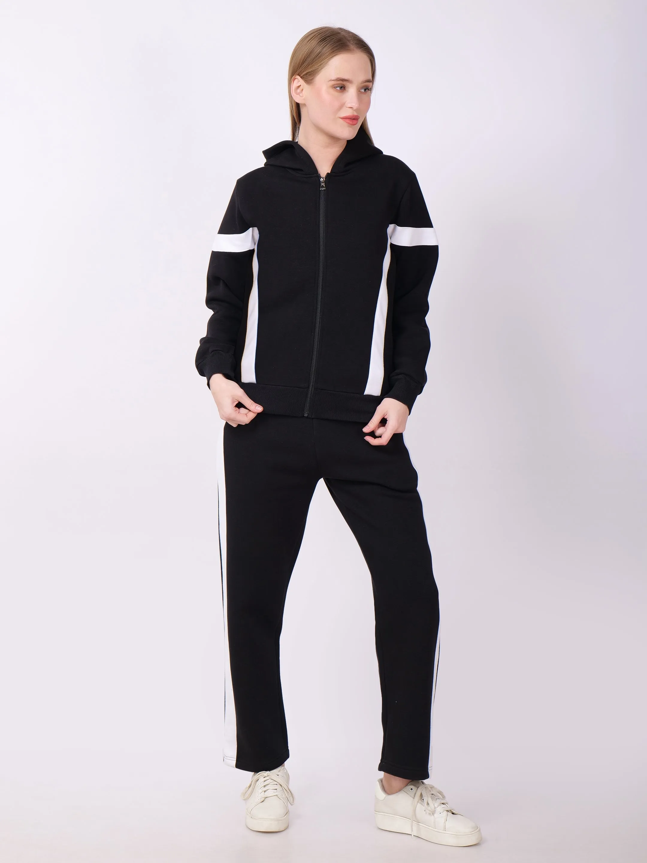 Black Sweatshirt with White Stripes