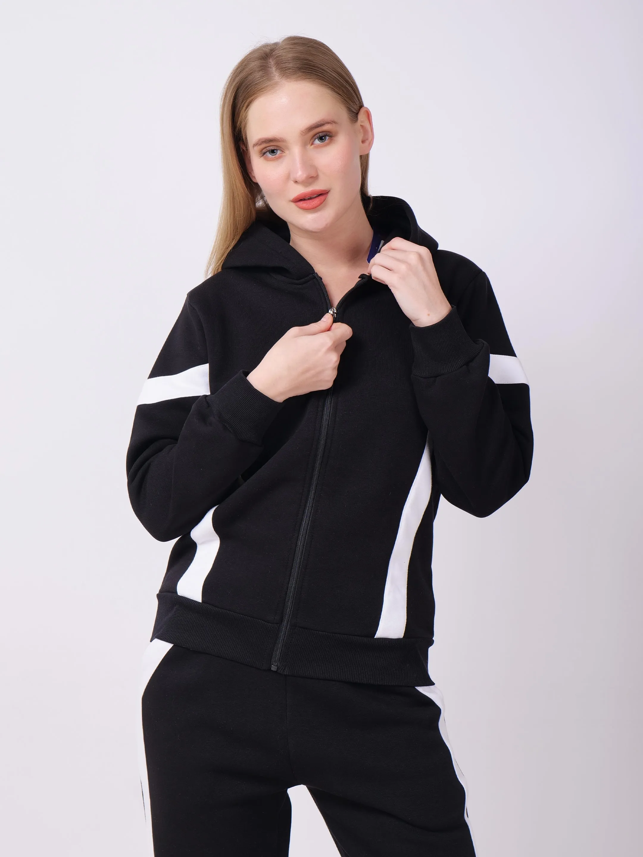 Black Sweatshirt with White Stripes