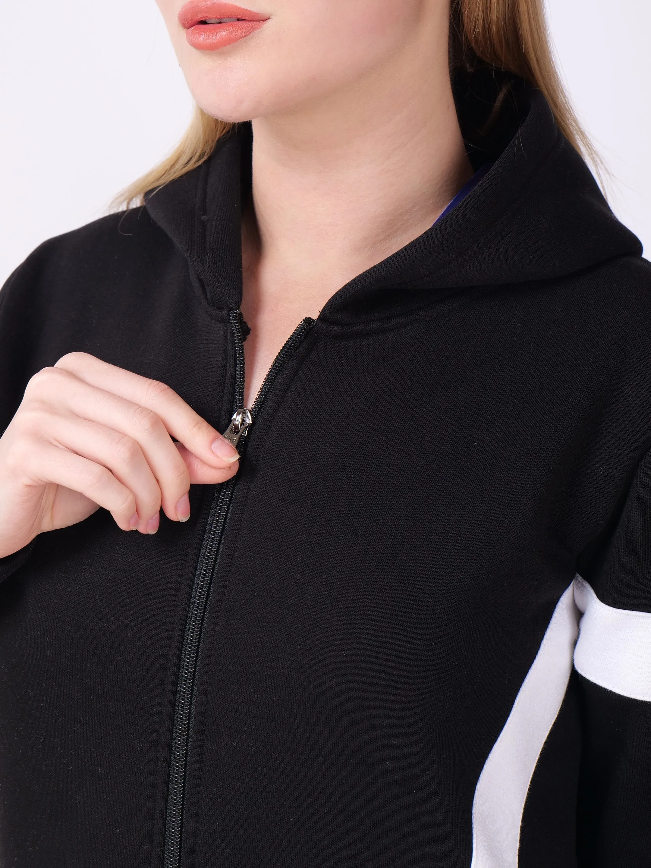 Black Sweatshirt with White Stripes