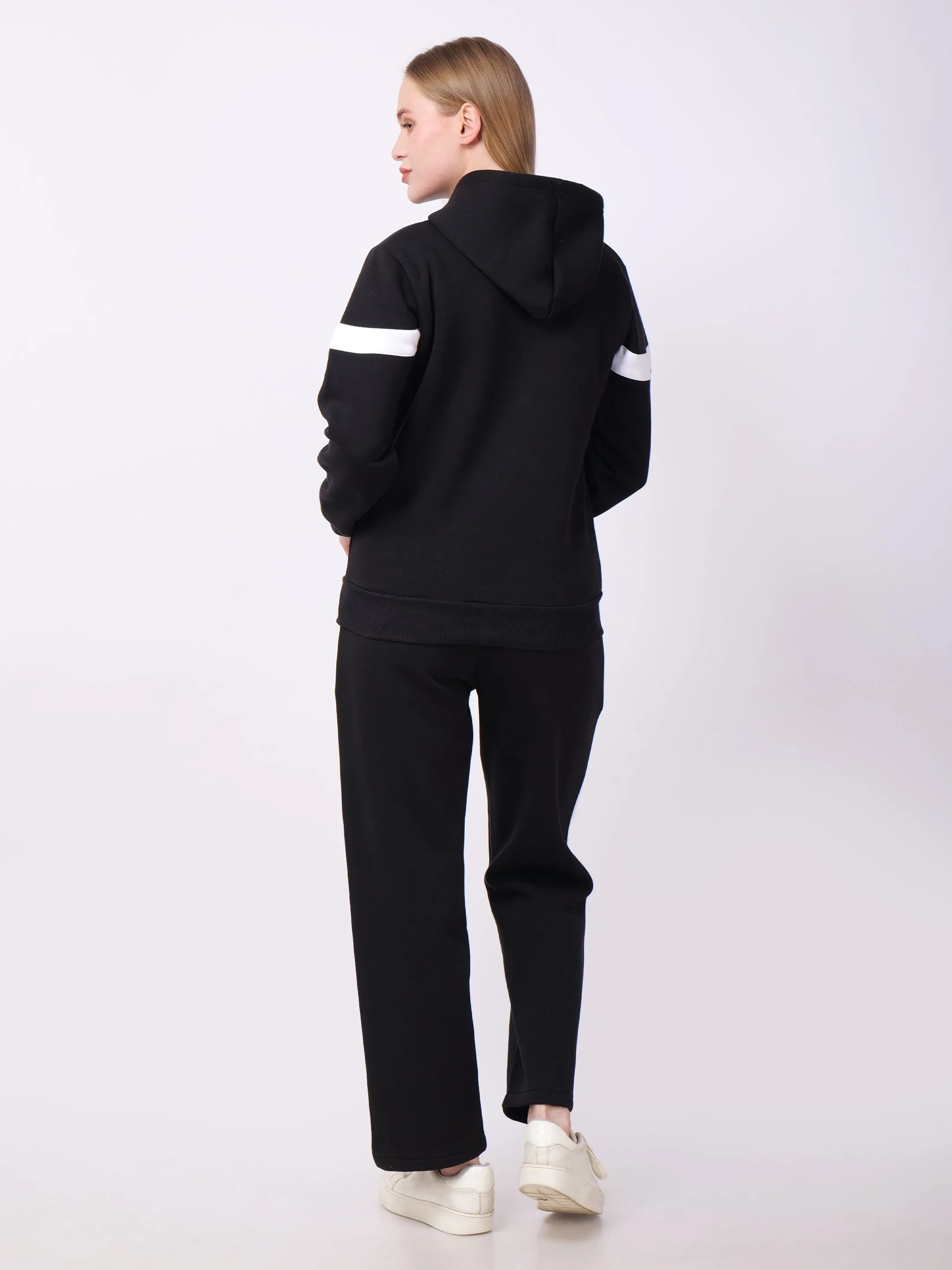 Black Sweatshirt with White Stripes