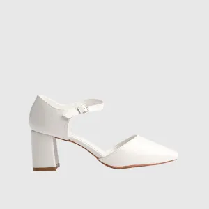 Block Heel Court Shoe 10614 White