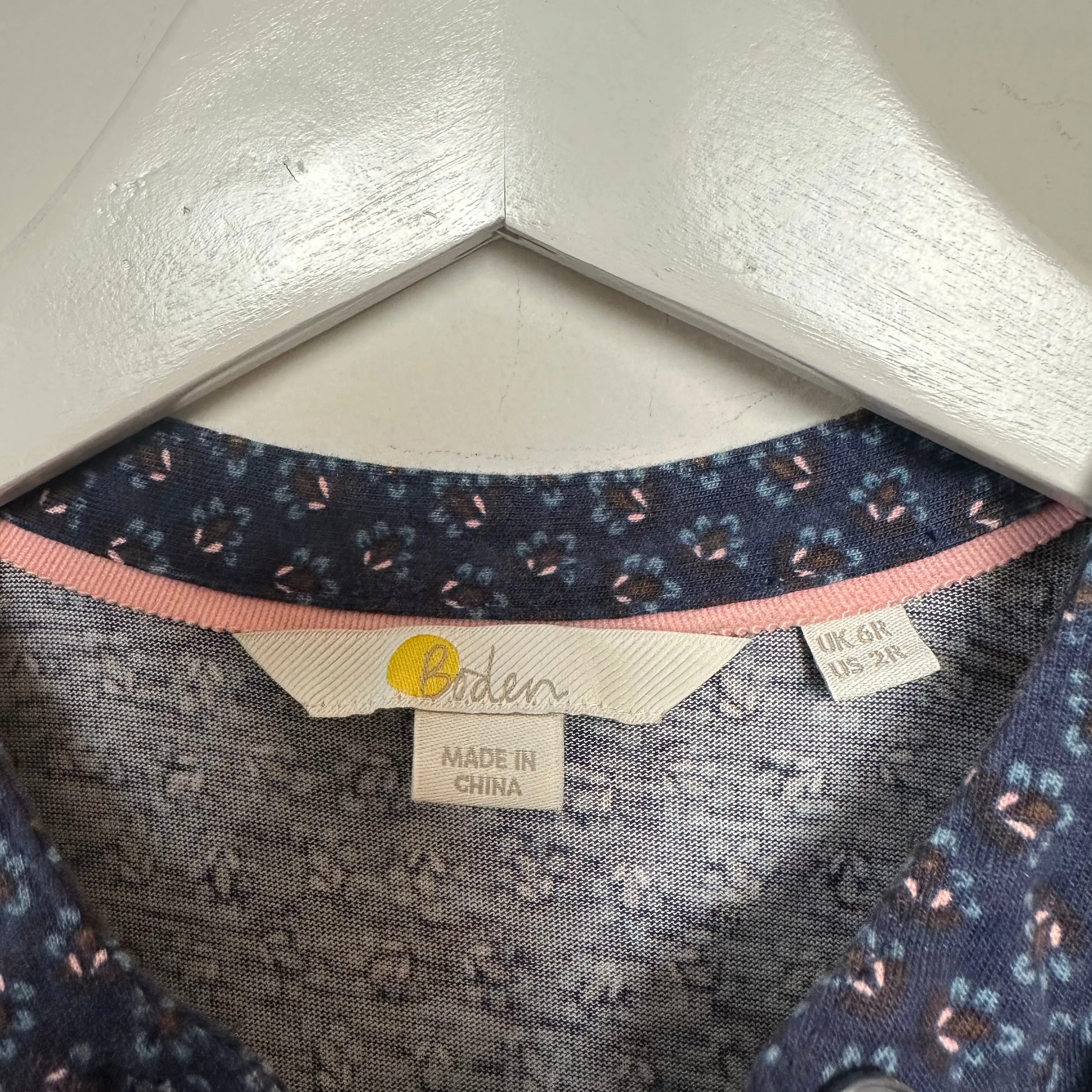 Boden Buttoned Jersey Floral Navy Midi Long Sleeve Dress 2