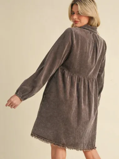 Brown Corduroy Baby Doll Dress