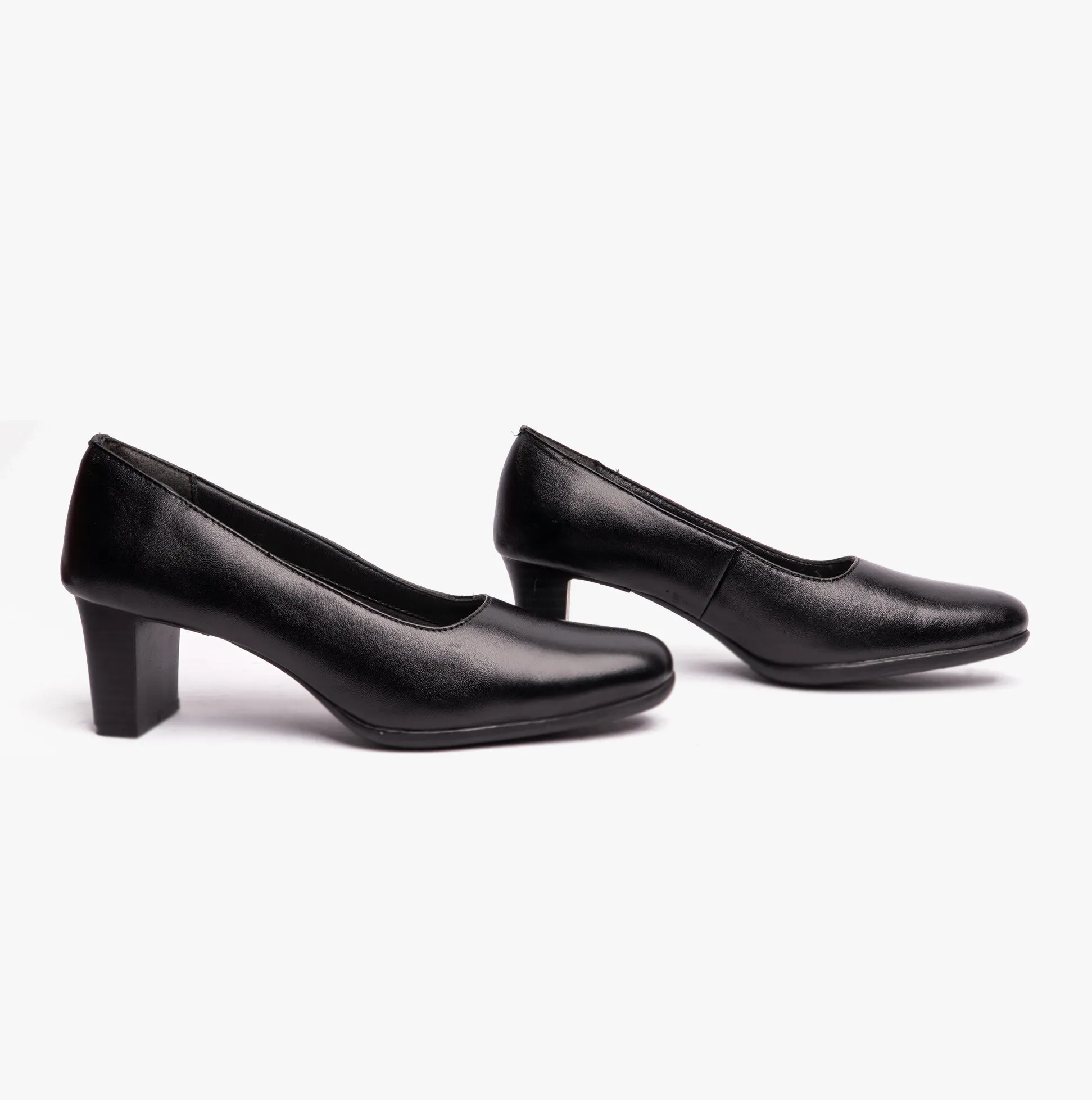CELIAS Womens Leather Court Shoes Black