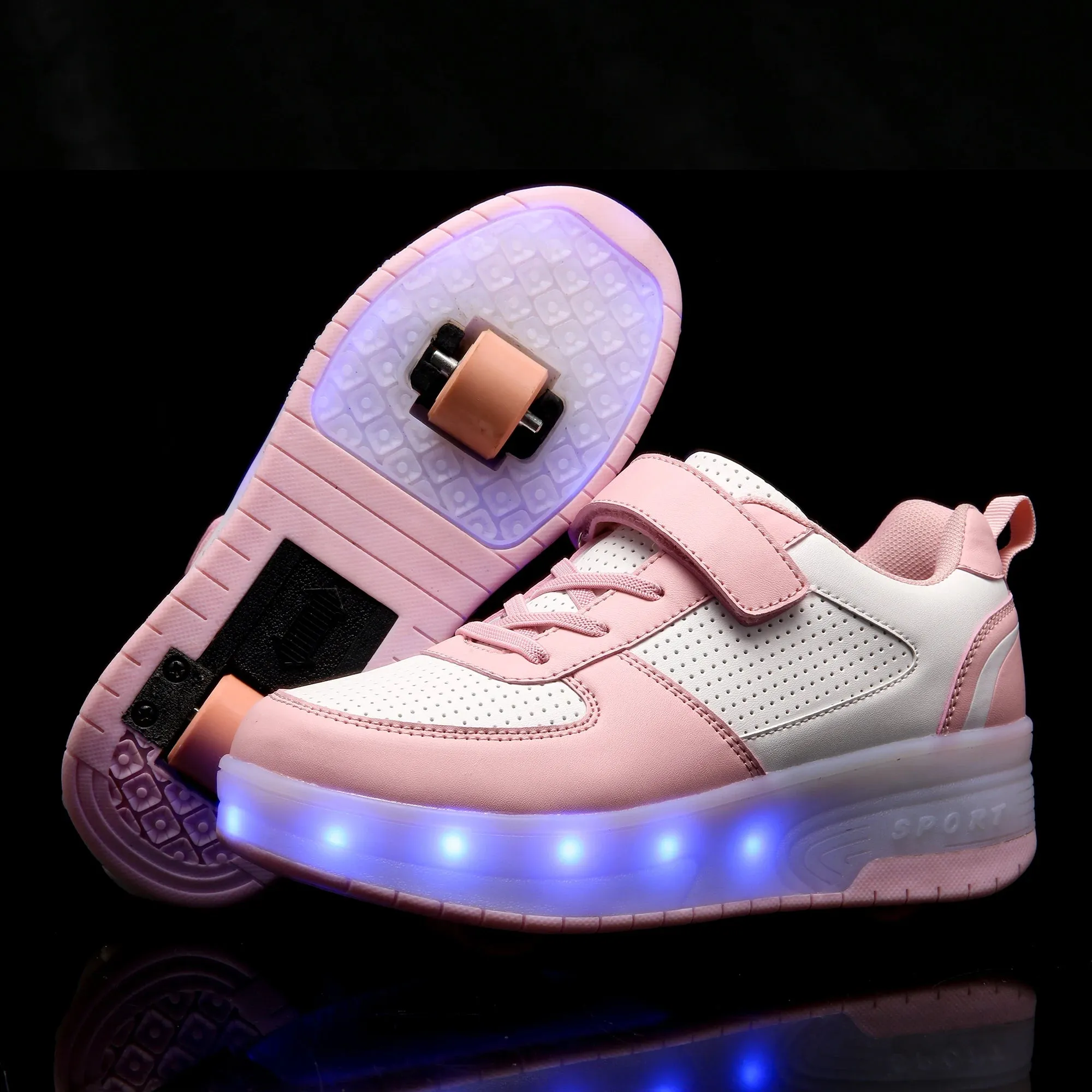 Children’s Two Wheels Glowing Sneakers Led Light Roller Skate USB Charging