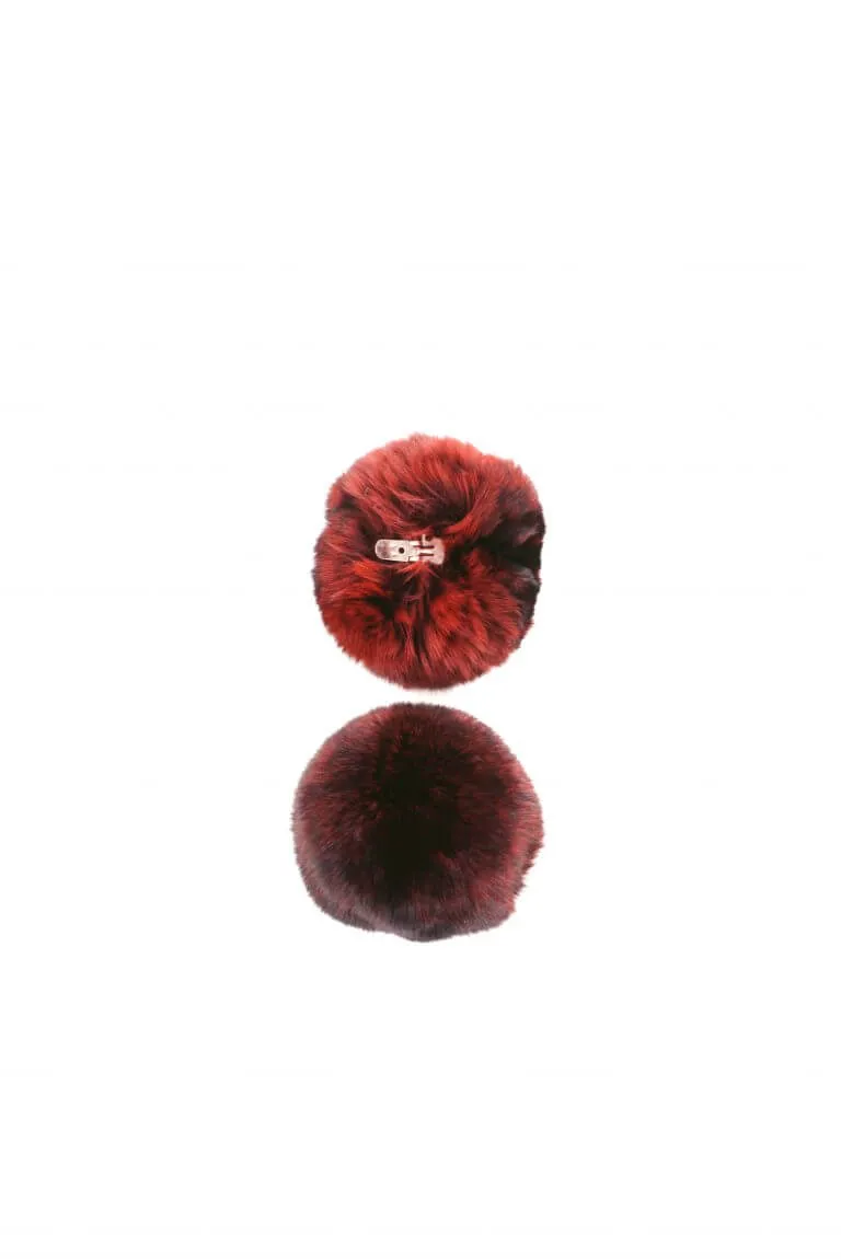 Chinchilla Fur Shoe Clips in Red