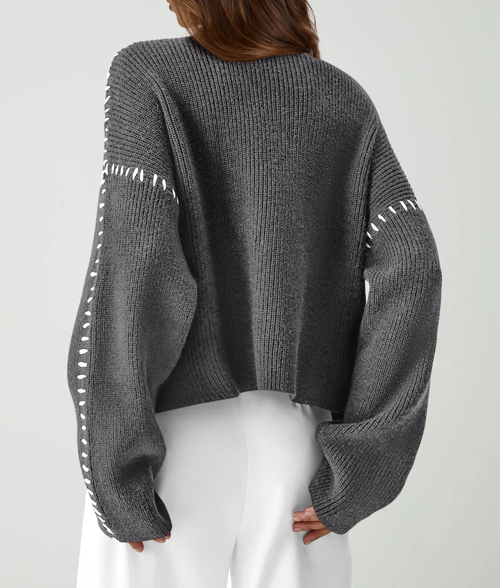 Chunky Knit  Casual Long Sleeve Mock Neck Oversized Loose Sweaters