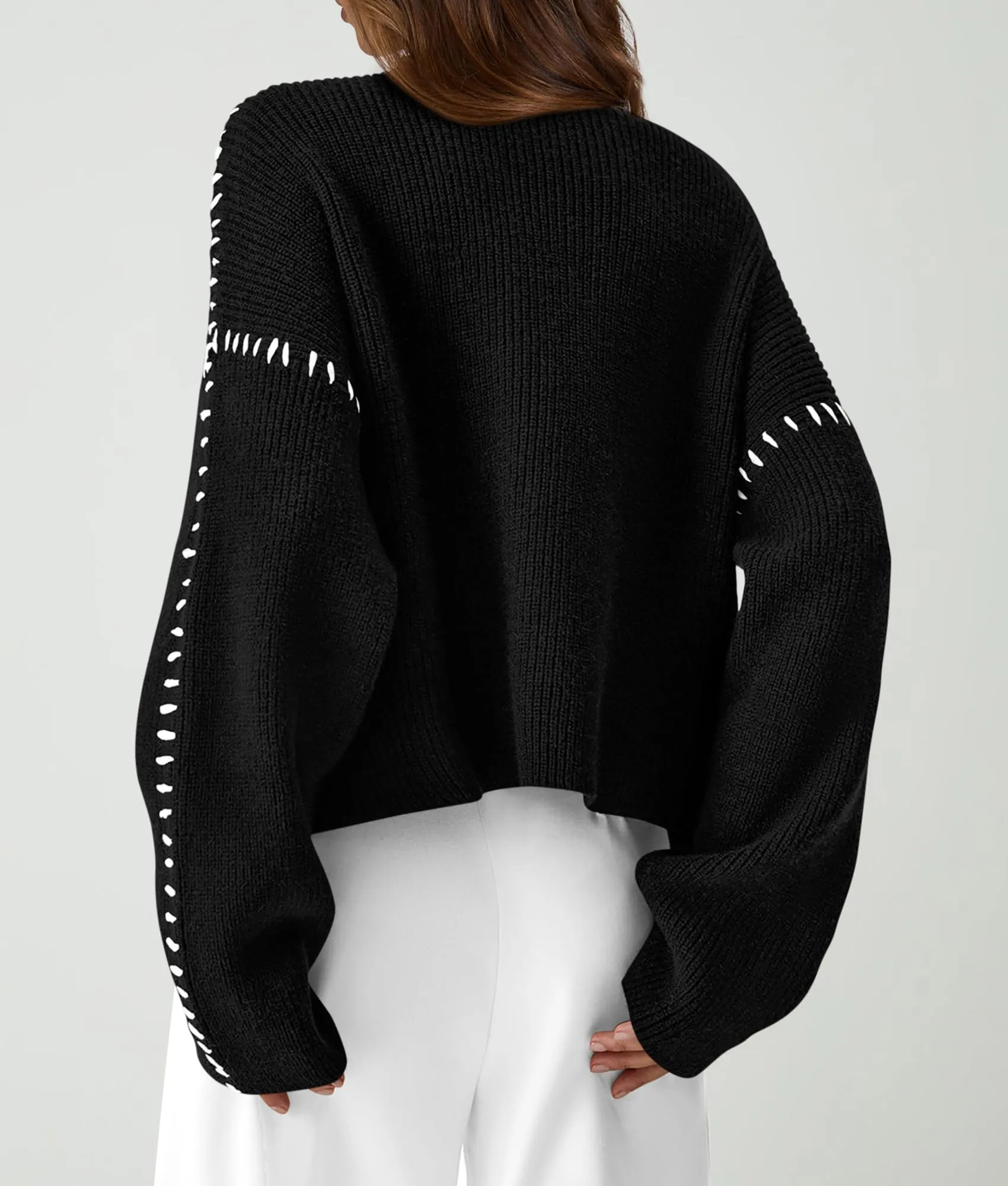 Chunky Knit  Casual Long Sleeve Mock Neck Oversized Loose Sweaters