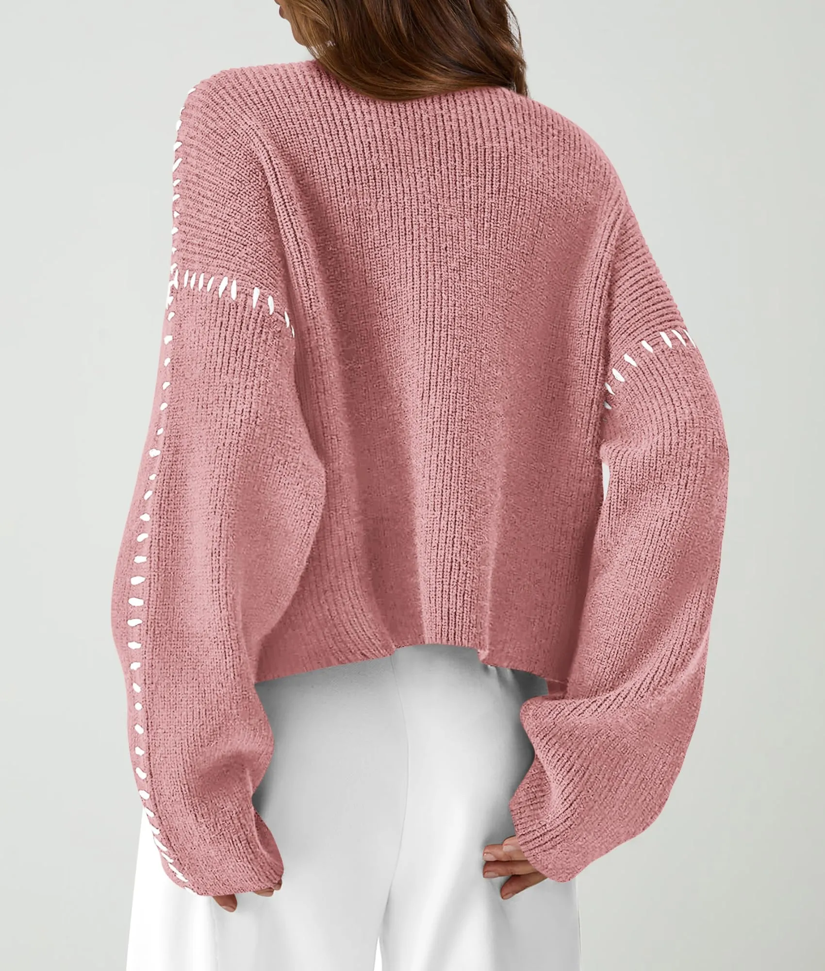 Chunky Knit  Casual Long Sleeve Mock Neck Oversized Loose Sweaters