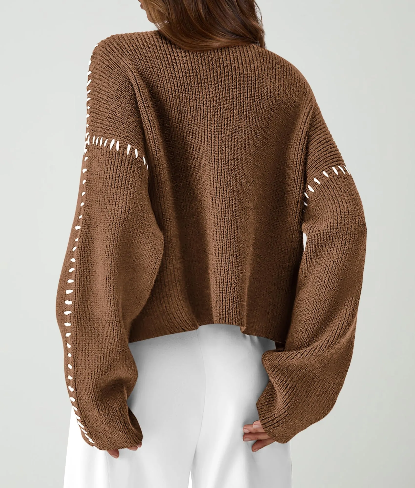 Chunky Knit  Casual Long Sleeve Mock Neck Oversized Loose Sweaters