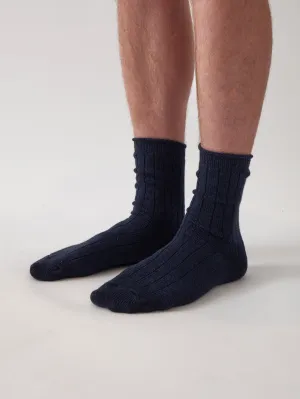 Cotton Cashmere Men's Socks Pair in Navy