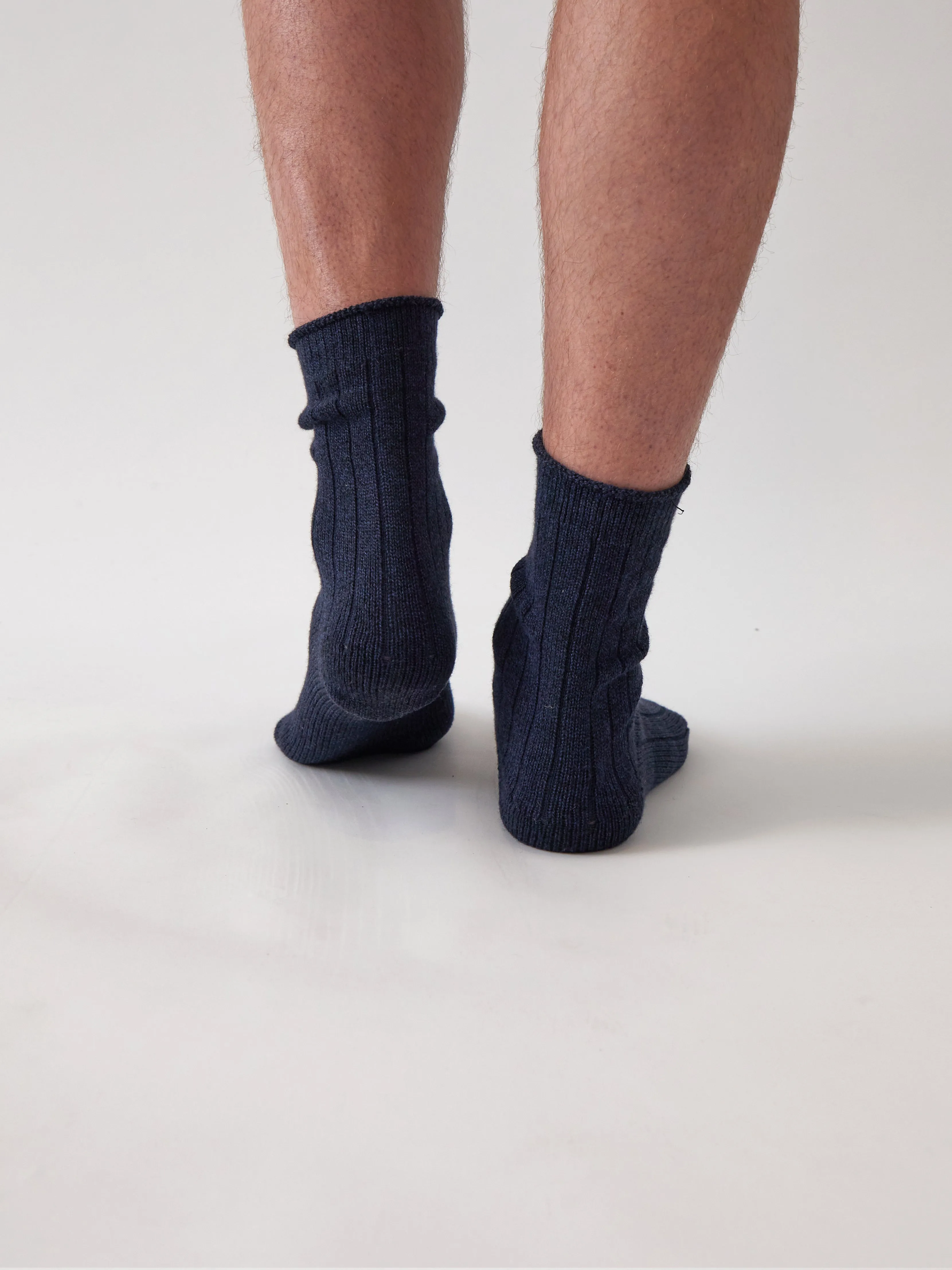Cotton Cashmere Men's Socks Pair in Navy