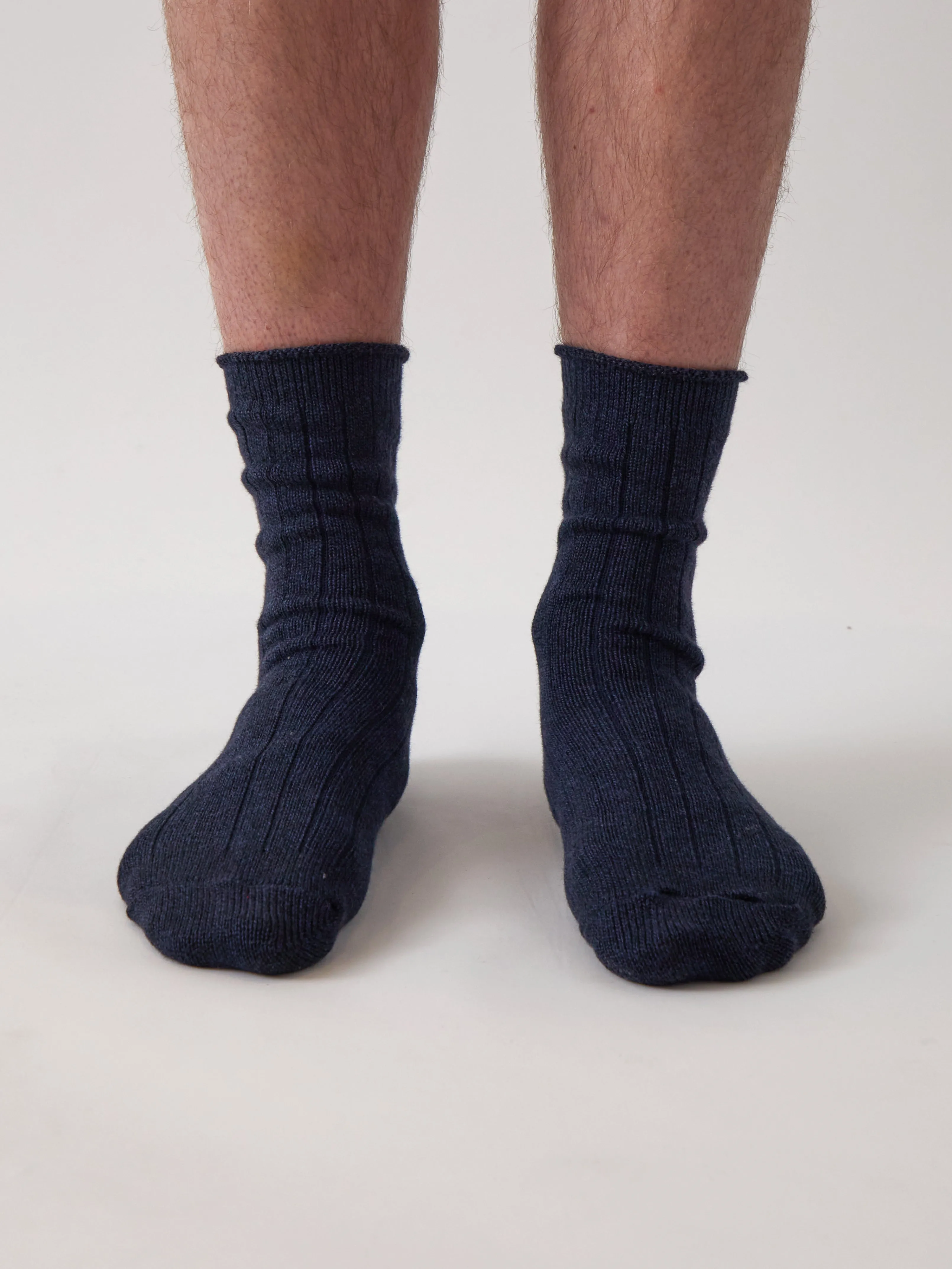 Cotton Cashmere Men's Socks Pair in Navy