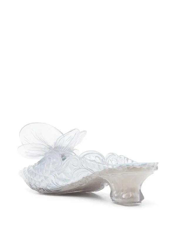 Court Shoe with Flower in Clear