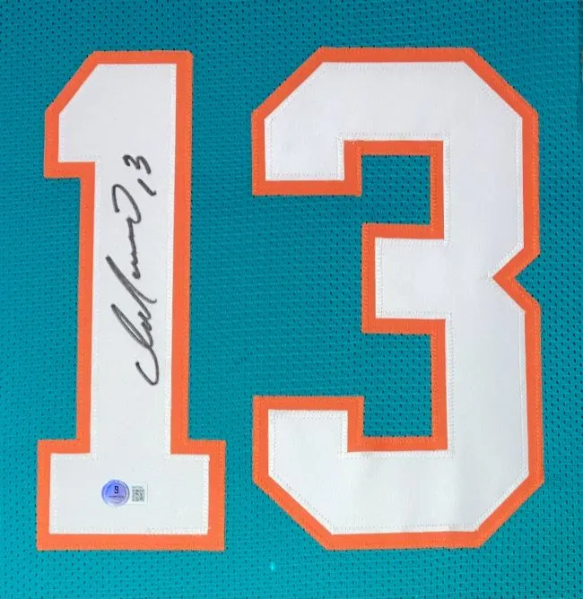 Dan Marino Miami Signed Framed Custom Teal Football Jersey BAS