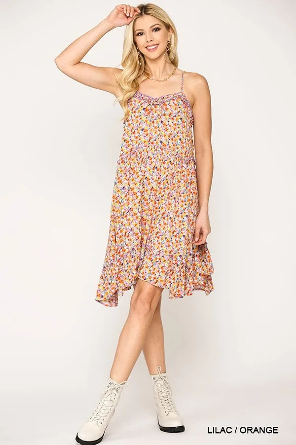 Ditsy Floral Print Sleeveless Dress