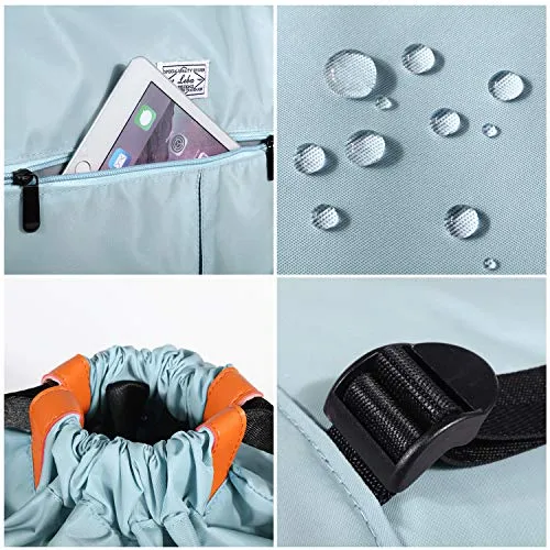 Drawstring Backpack String Bag Sackpack Cinch Water Resistant Nylon for Gym Shopping Sport Yoga by WANDF (Blue 6033)