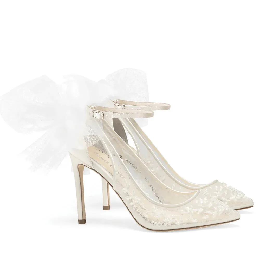 Edna - Floral and Tulle Bow Pump