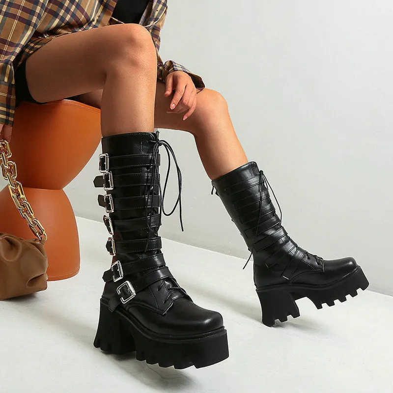 Evadne Thornfield - Gothic High-Heeled Boots by The Nevermore