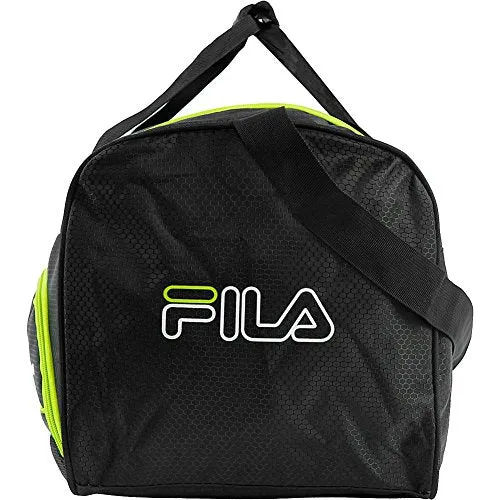 Fila Lasers Small Sports Duffel Gym Bag, Black/Neon Lime, One Size