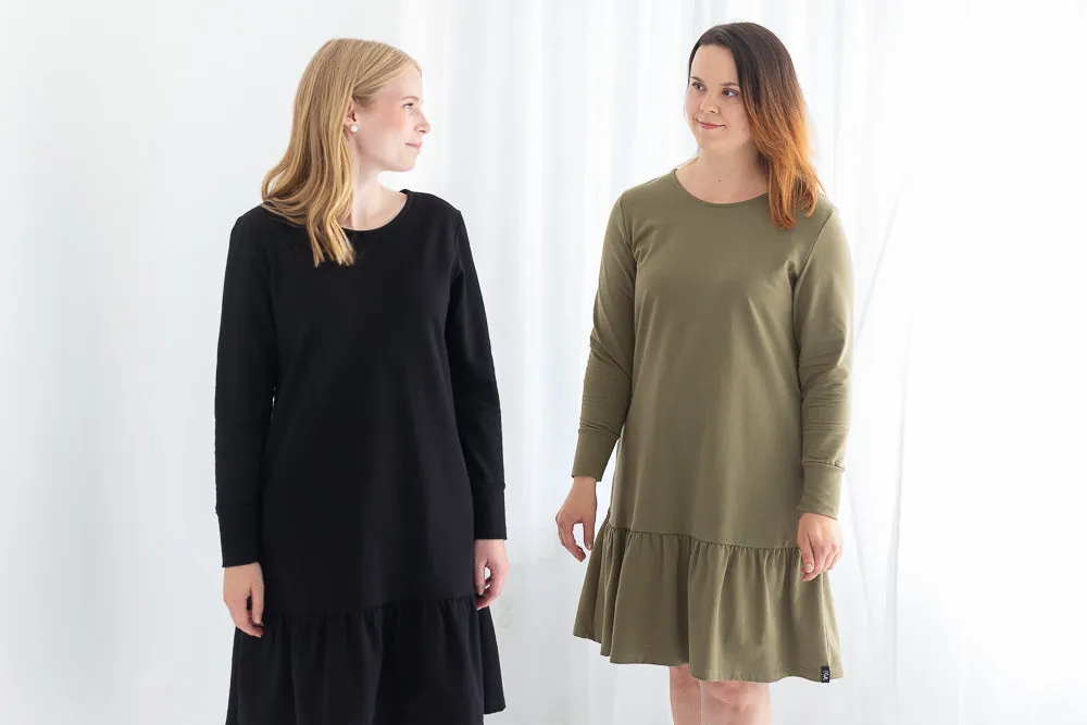 Frill Dress Forest Green