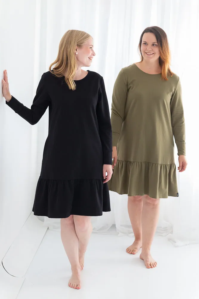 Frill Dress Forest Green