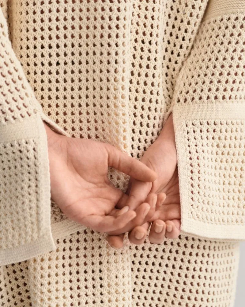 Gant Apparel Womens OPEN KNIT RUGGER DRESS 130/CREAM