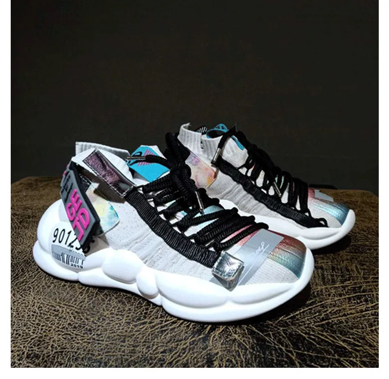 GEJD HALLOZEYO STRETCH SOCK PLATFORM SHOES IN MULTI COLOR