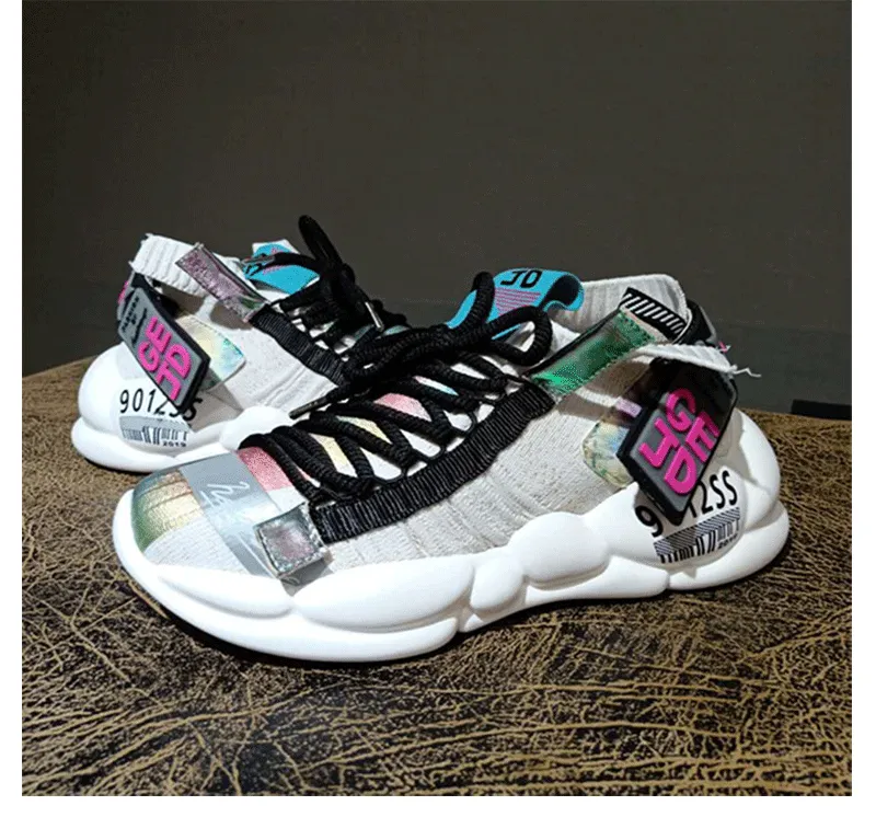 GEJD HALLOZEYO STRETCH SOCK PLATFORM SHOES IN MULTI COLOR