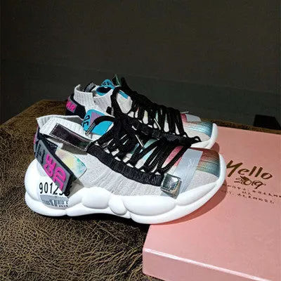 GEJD HALLOZEYO STRETCH SOCK PLATFORM SHOES IN MULTI COLOR