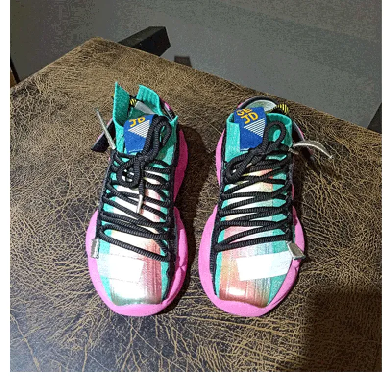 GEJD HALLOZEYO STRETCH SOCK PLATFORM SHOES IN MULTI COLOR
