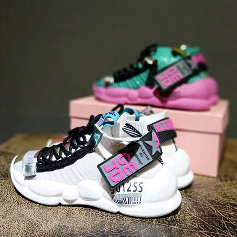 GEJD HALLOZEYO STRETCH SOCK PLATFORM SHOES IN MULTI COLOR