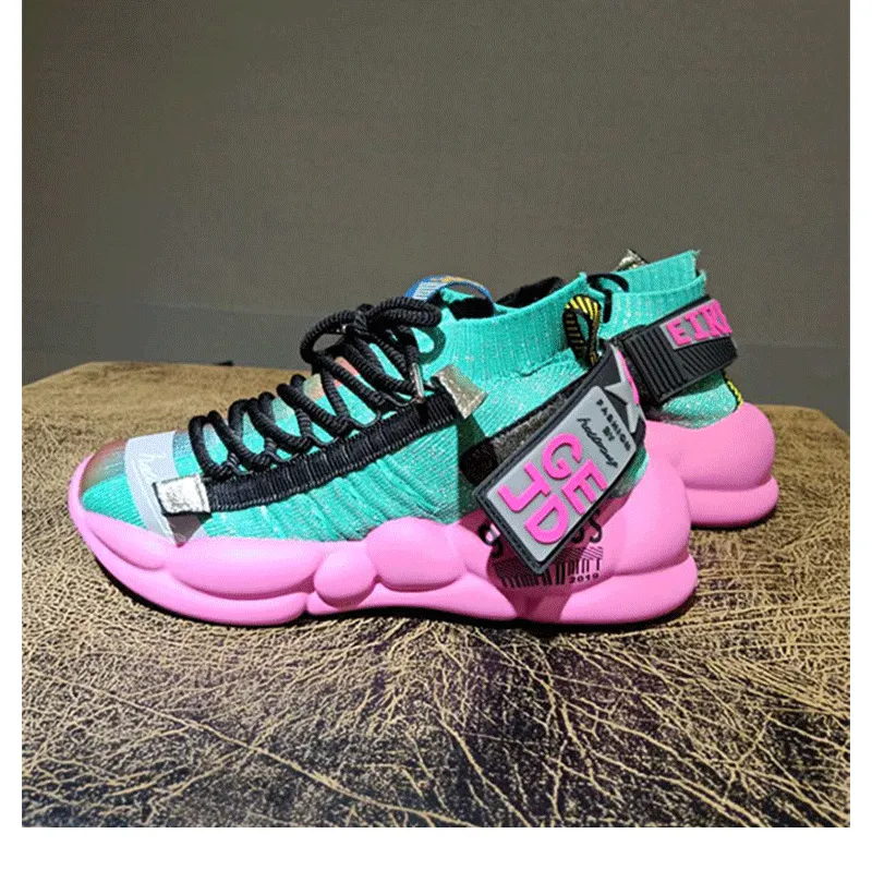 GEJD HALLOZEYO STRETCH SOCK PLATFORM SHOES IN MULTI COLOR