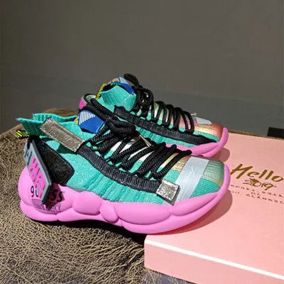 GEJD HALLOZEYO STRETCH SOCK PLATFORM SHOES IN MULTI COLOR