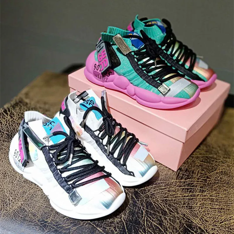 GEJD HALLOZEYO STRETCH SOCK PLATFORM SHOES IN MULTI COLOR