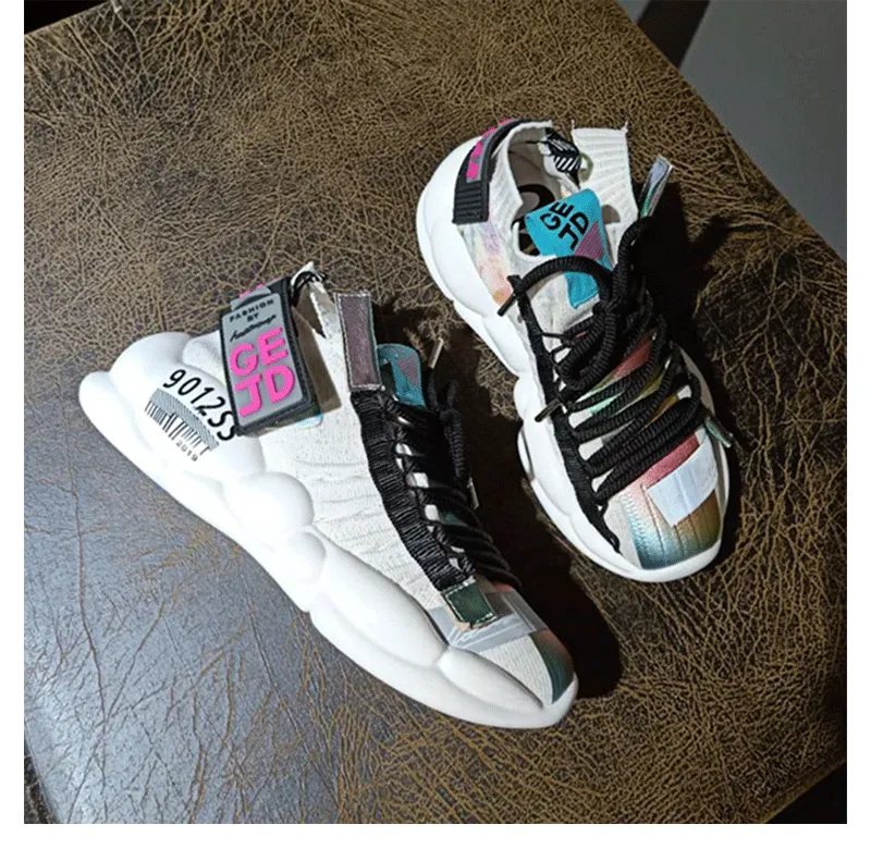 GEJD HALLOZEYO STRETCH SOCK PLATFORM SHOES IN MULTI COLOR