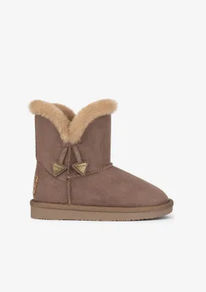 Girl's Taupe Metallized Australian Boots