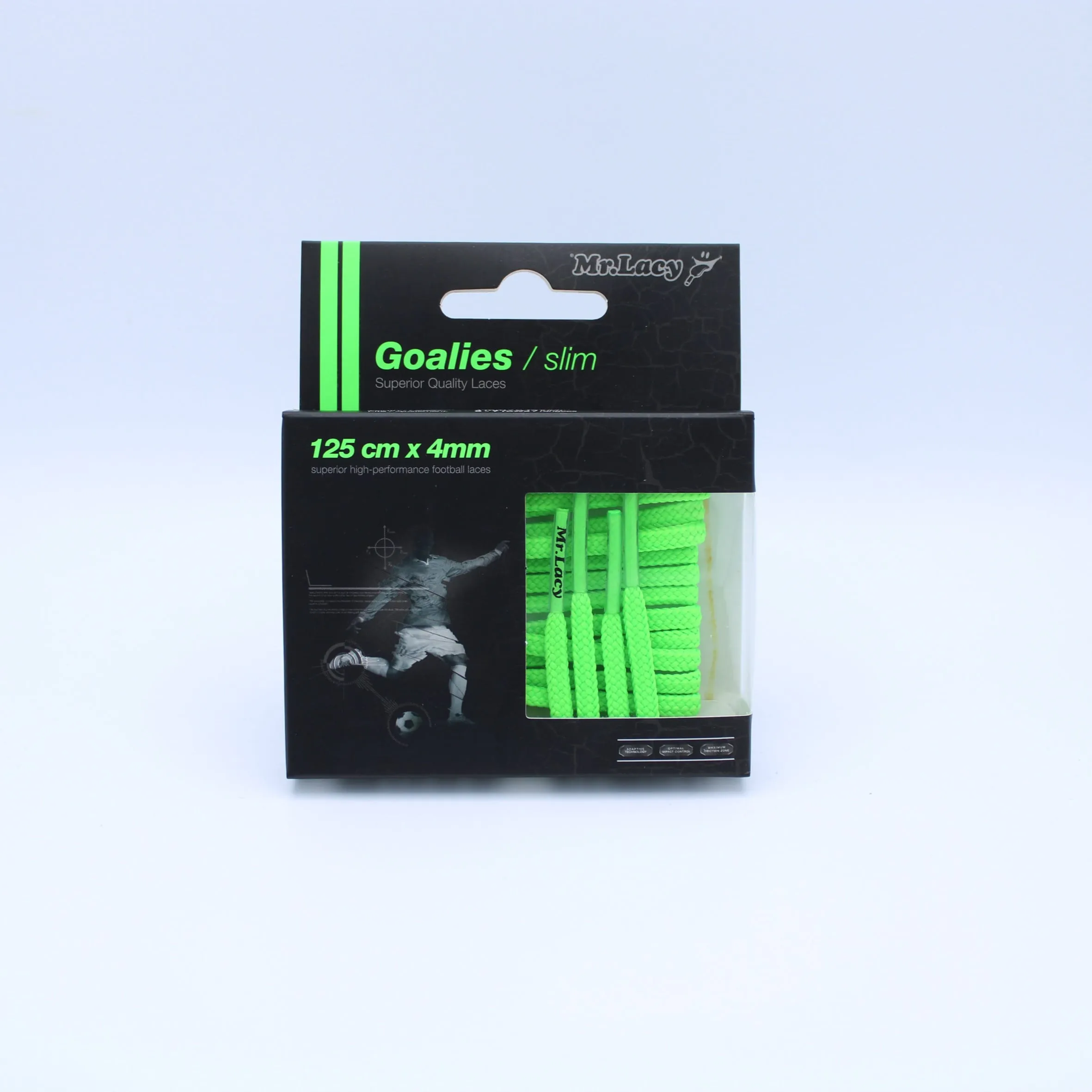 Goalies Slim Football Boot Laces · Neon Green