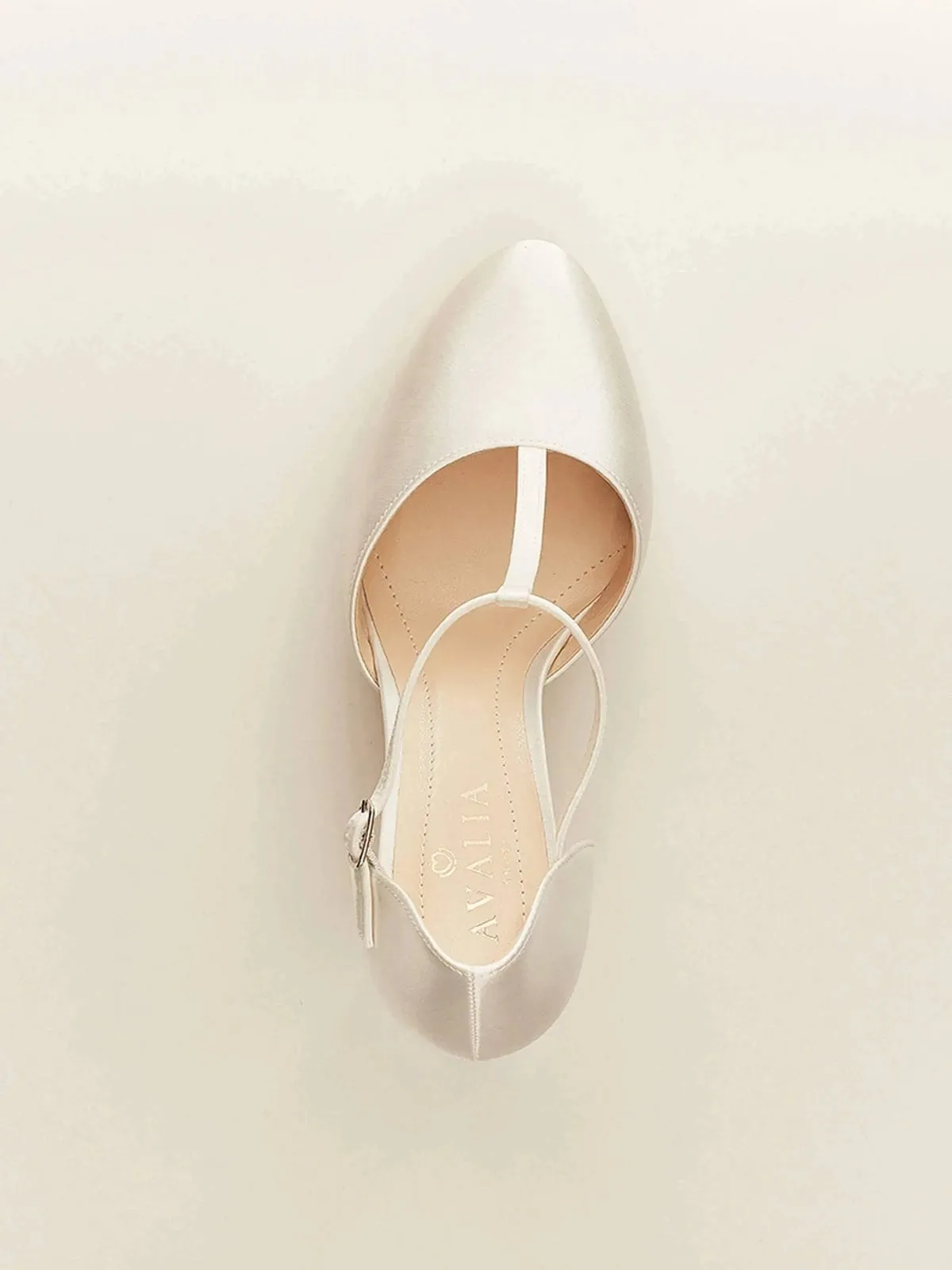 Ivory Satin Wedding Heels, Low Heel Bridal Shoe, AURA