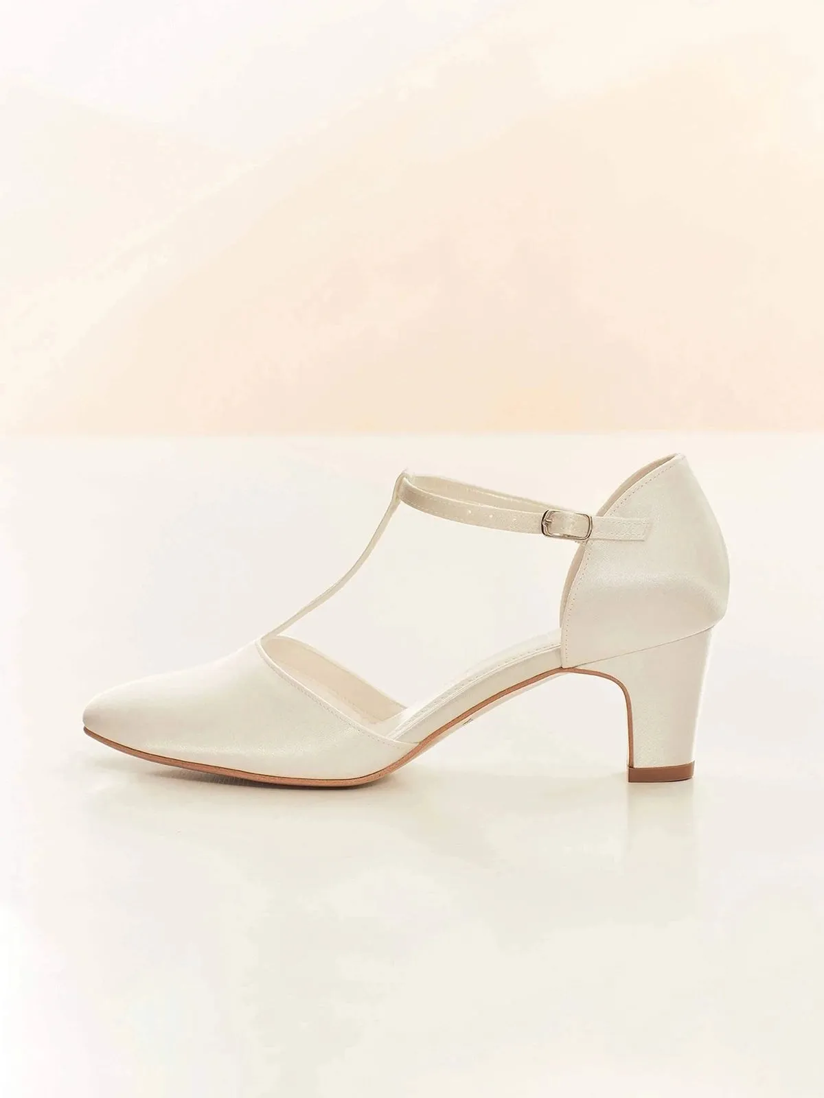 Ivory Satin Wedding Heels, Low Heel Bridal Shoe, AURA